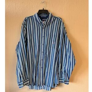 Vintage 90s Coliseum denim striped long sleeve shirt size XXL